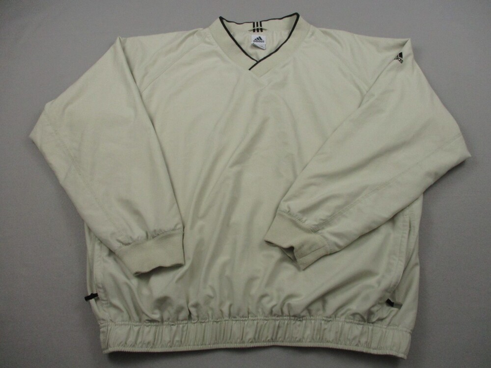 Adidas Jacket Men 2XL Beige Solid Golf Performance Pullover Windbreaker XXL